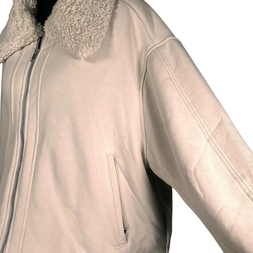 Women's Gray Sherpa Lined Jacket Full Zip Sweatshirt Swing Westbound Fleece